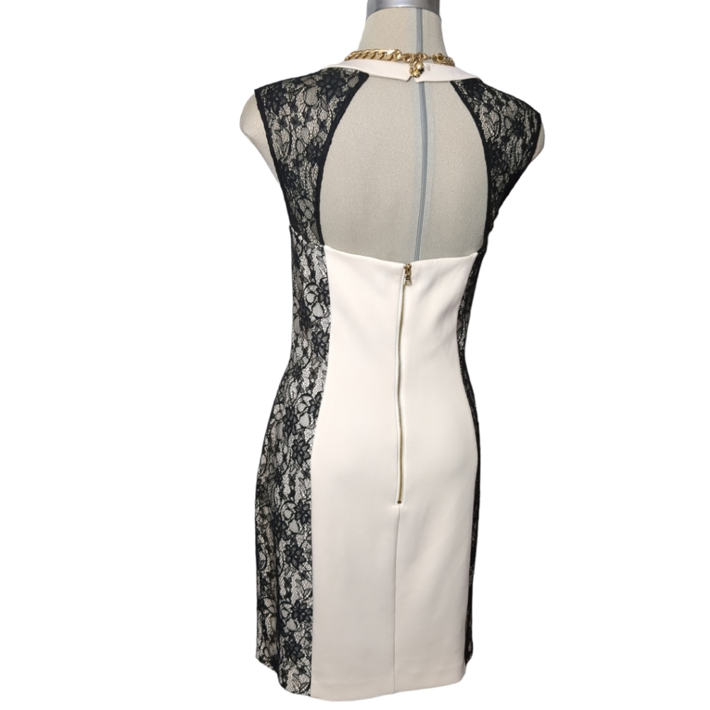 GUESS Gorgeous Ivory black lace elegant cocktail dress Size 12 - Picture 1 of 13